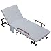 Produktbild HOMCOM Klappbett Gästebett mit Rollen Sessel mit 5-stufig Verstellbarer Rückenlehne Reisebett Stahlrahmen Hellgrau+Schwarz 190 x 76 x 33 cm