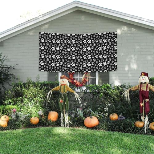 MINDBBDFJ Bear Paw Print Banners And Signs For Outdoor/Indoor,Personalized Banner Customizable Parties Halloween Banner (180x90cm)3