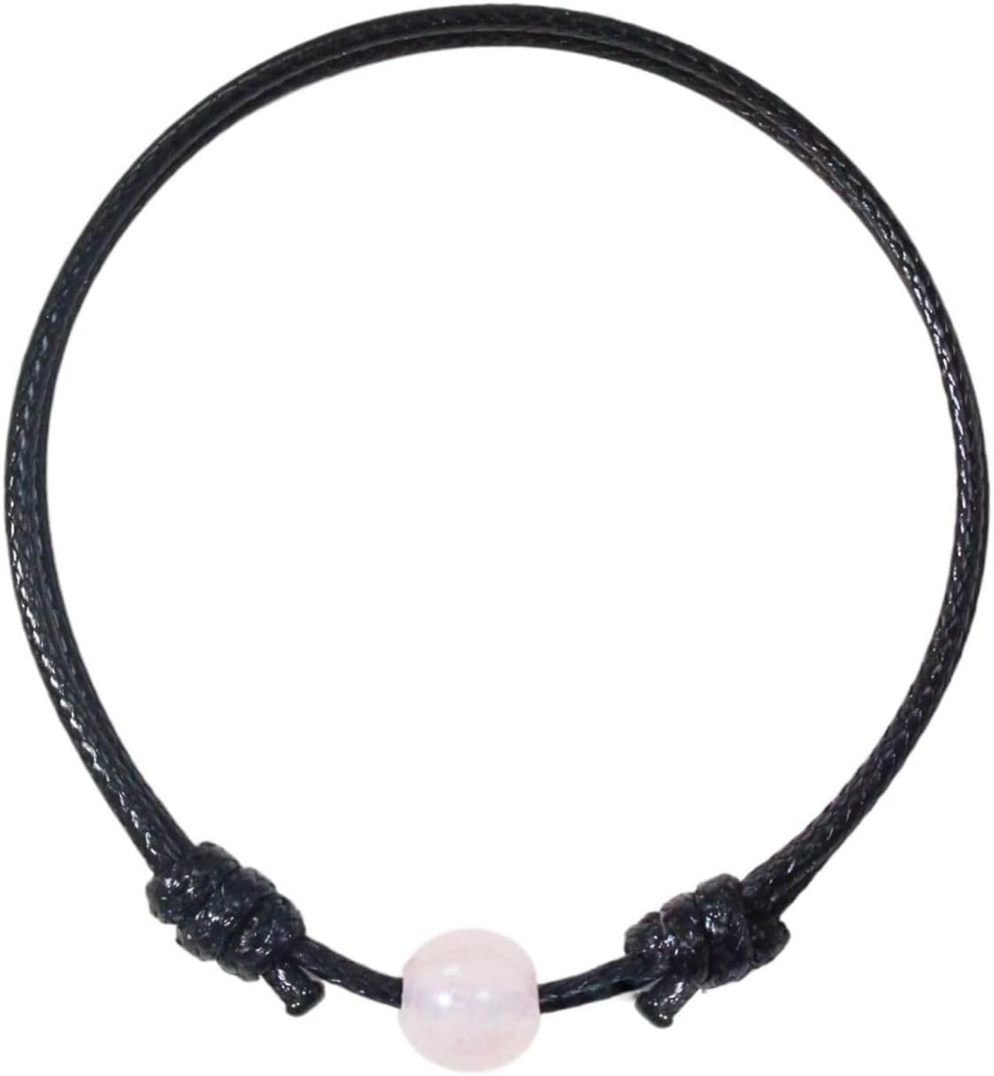 Luck Strings Gemstone Bead Bracelet, Adjustable Wax Cord, Unisex for Men & Women, Minimalist Stackable Beaded Jewelry