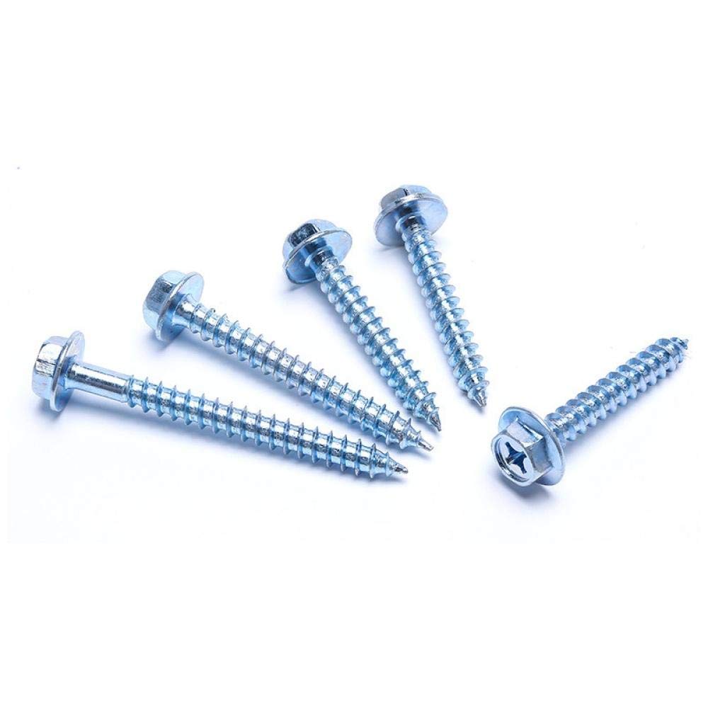 100 Piezas de Tornillos hexagonales externos Cruzados con Brida Hexagonal con Tornillos autorroscantes Cruzados, Brida de Tornillo Hexagonal for Madera autorroscante(M8*40)