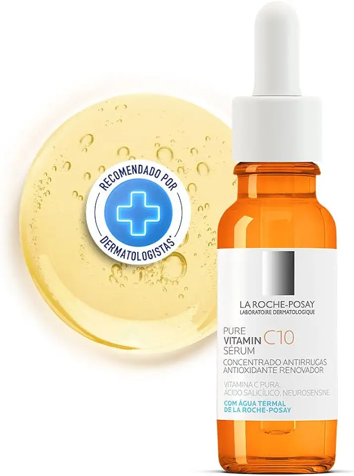 La Roche-Posay Pure Vitamine C10, Vitamina C Pura, Concentrado renovador e corretor, Ácido Hialurônico, Antioxidante, Antirrugas, Rugas e Linhas Finas