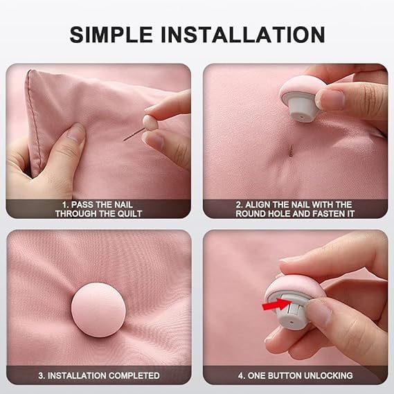 Kanprincess 12 Pcs Duvet Clips Set, Duvet Pins, Duvet Button,Quilt Fixing Clips Duvets Cover Clip Mushroom Round Fixing Clip with Buttons Bedroom Duvet Fix Holder Non-Slip Random Color(Mix) 1