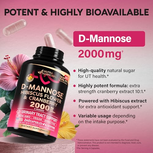 image for NUTRAHARMONY D-Mannose 2000mg with Cranberry 500mg & Hibiscus - Clinic
