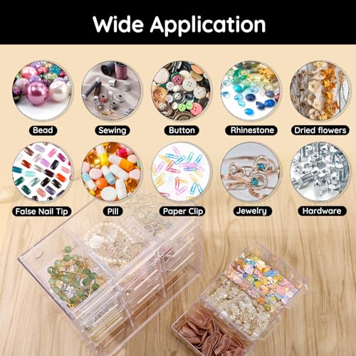 Image of Segbeauty 12 Grid Jewelry Organizer Drawer, 4-Tier Clear Stackable Storage Drawer, Nail Storage Organizer, Dustproof Storage Containers with Drawers, Small Clear Storage Drawers for Beads Earring Ring