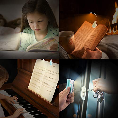 Image of Amber Book Light - Clip On, 2 Modes, Blue Light Blocking for Eye Care, Small Bookmark Light for Kids - White