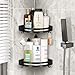 Dusche Ecke Regal, Badezimmer Regale, rostfrei verdicktes Aluminium, Wand montiert keine Bohrung Dreieck Dusche Caddy Korb mit Haken, Badezimmer Regal Veranstalter für Bad Küche (2 Packungen, schwarz)