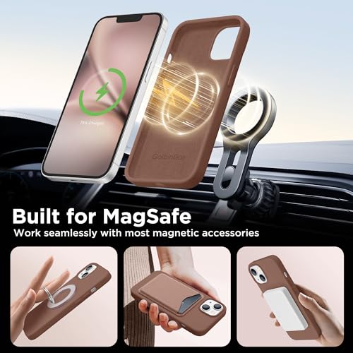 Image of GolbinBox Magnetic for iPhone 13 /14 Case, Silicone Cover, Brown