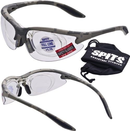 New MAGSHOT Safety Glasses ACU Camo Frame - Hunting/Shooting Adaptable Magnifiers (1.25 Mag Adapter, Clear)