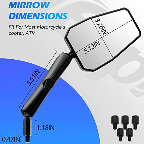 Esploratori Motorcycle Rear View Mirrors, Black Universal Angle Adjustable Motorcycle Mirror With 7/8" Handlebar Mount And 8/10Mm Screws Compatible With Street Dirt Bike Scooter Moped Cruiser Atv #TOP5