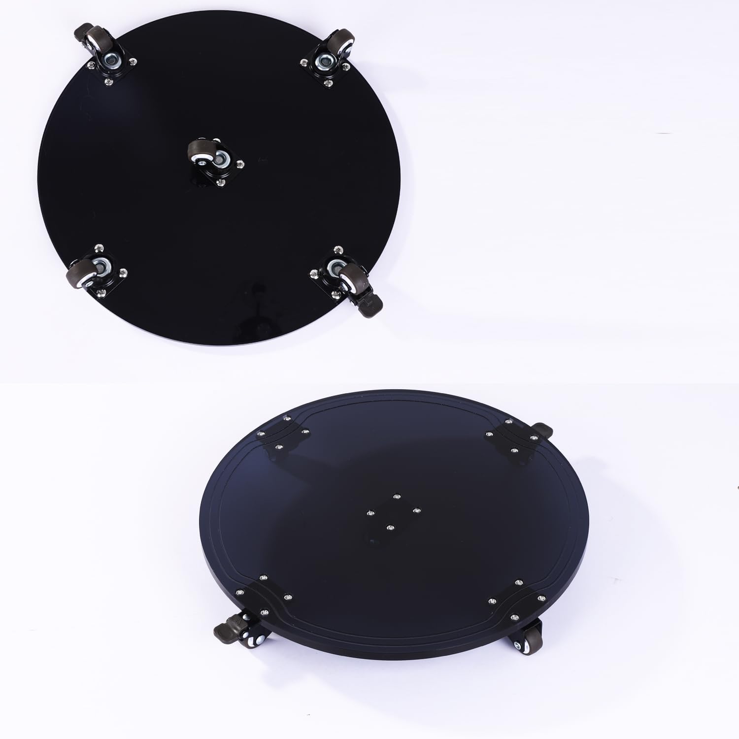 Black Acrylic Heavy Duty Plant Caddy with Wheels,12.5 inch Round Flower Pots Planter Dolly Base Stand Set with Rolling Casters for Home, Garden,Load Capacity 88Lbs