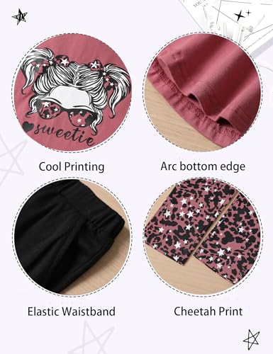Image of Girls Outfits Short Sleeve Irregular Tops + Camouflage Long Legging Outfits 2PCs Summer Pant Sets 6-14T