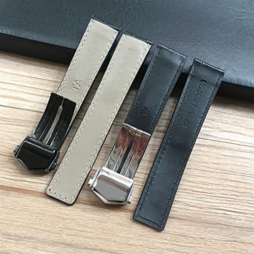 Bracelet montre cuir véritable 20mm interchangeable boucle argentée