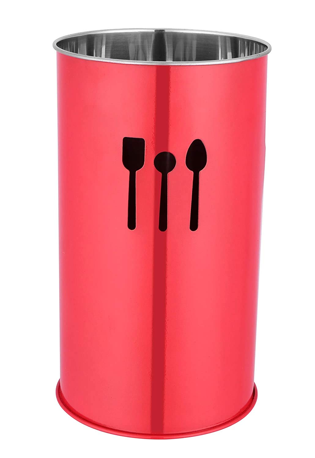 SABBY BRO Stainless Steel Spoon Stand, Cutlery Pen Holder, Brush Stand (Color-Red)