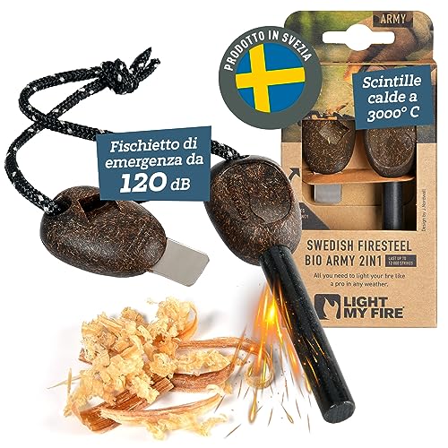 Light My Fire Acciarino per Fuoco Pietra Focaia Kit Sopravvivenza Militare Professionale ARMY- Bushcraft Accessori - Kit Campeggio Accendi Fuoco - Fire Starter 2-in-1-12 000 Accensioni
