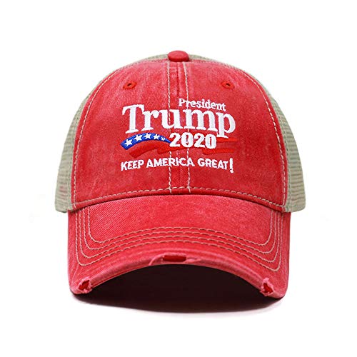 CHOK.LIDS Trump 2020 Keep America Great Campaign Embroidered US Hat Baseball Trucker Cap New TC10 (TC102 Red)