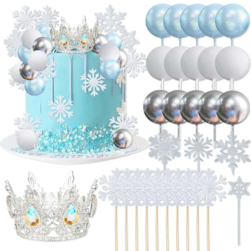 flocon neige boule gateau decoration princesse couronne fete anniversaire deco boho party fournitures festives