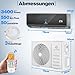 KESSER® Klimaanlage SET Split - mit WiFi/App Funktion Klimagerät - Kühlen A++/ Heizen A+ -12000 BTU/h (3.400 Watt) Sehr Leise, Kältemittel R32 - Fernbedienung, Timerfunktion - Inkl. Montagematerial