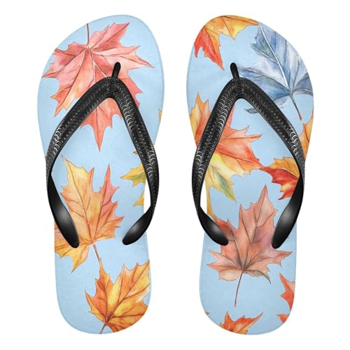CEBUGI Unisex Flip Flop -Flat Sandal -NonSlip Couple Slippers -Natural Rubber Foam Soles Ultimate Comfort and Durability for Indoor Outdoor|Autumn Maple Leaf