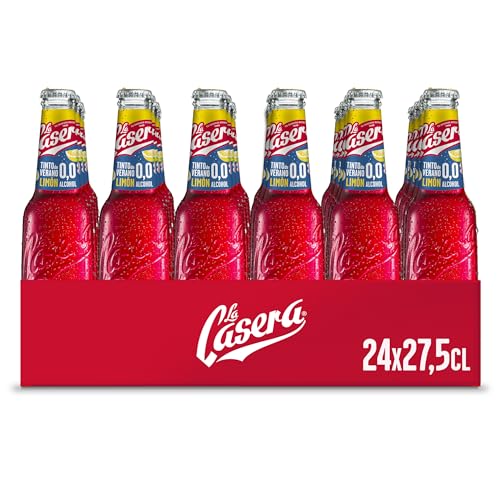 La Casera® Tinto de Verano con Limón 0,0% Sin Alcohol - Botella Vidrio, Pack 24 x 27,5 cl