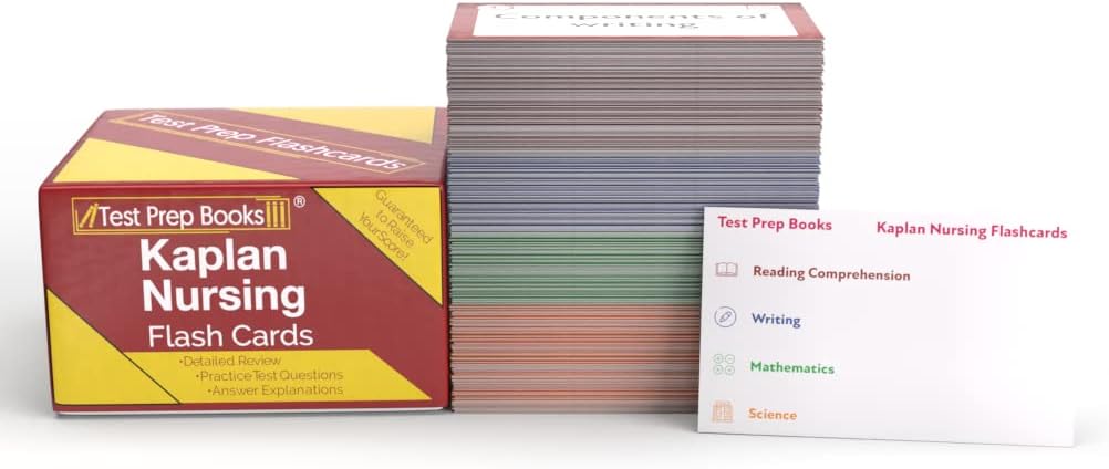 Kaplan Nursing School Entrance Exam Study Cards: Kaplan Nursing School Exam Prep 2026-2027 with Practice Test Questions [Full Color Cards]