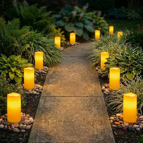 Image of Homemory 3 inch x 6 inch Waterproof Flameless Candles, Outdoor Indoor Battery Operated LED Pillar Candles with Remote Control and Timer, Plastic, Long Lasting, Set of 6