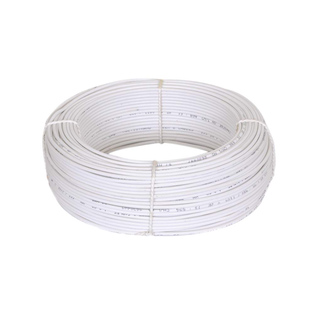GVD PVC & FR Insulated 1mm Single Core Flexible Copper Wires & Cables for Domestic, Home Electric Wire, Industrial Electric, 90 Mtr, Electrical Wire (White)
