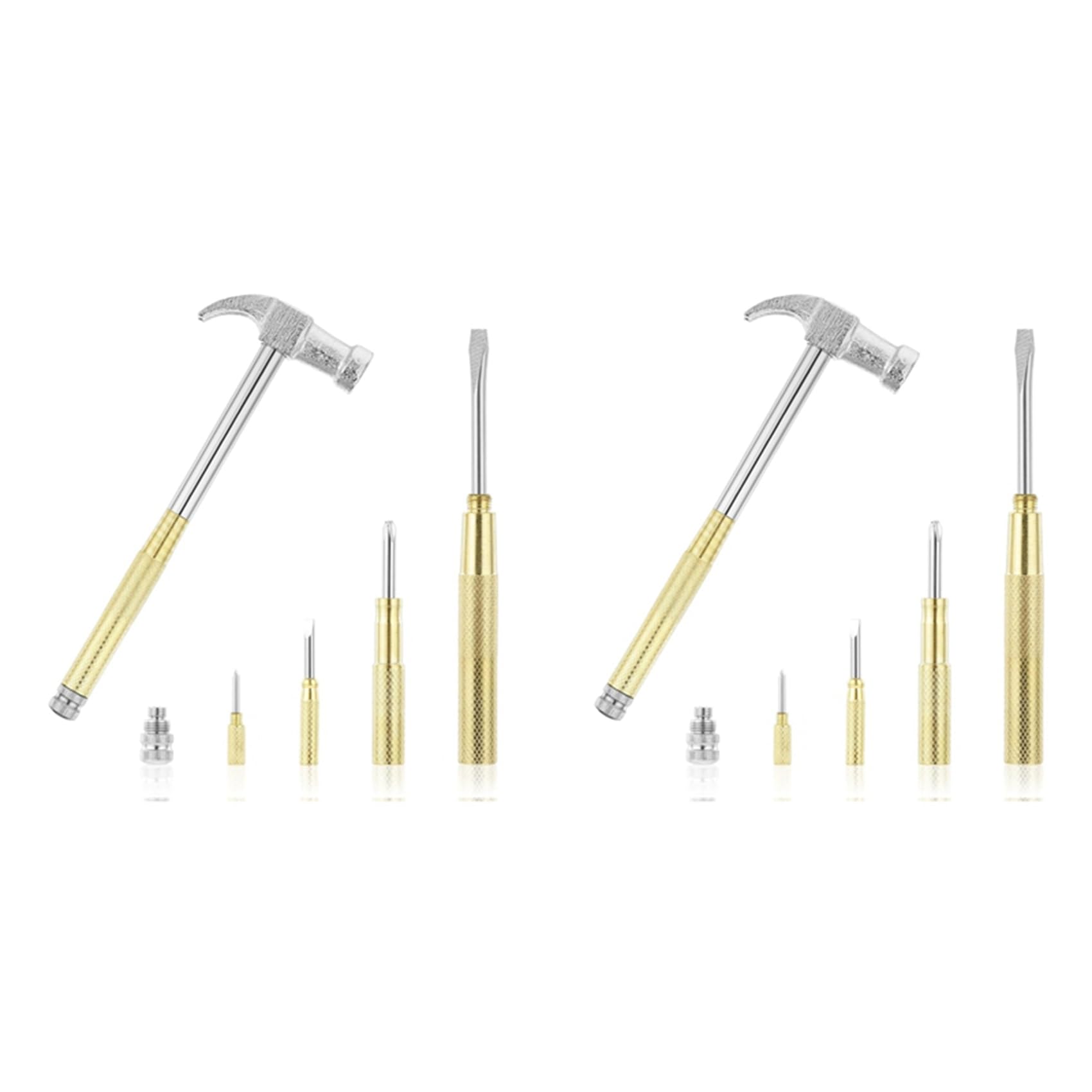 Jnchdghwa As Shown 2X Mini Hammer 6 In 1 Small Hammer Brass Hammer Screwdriver With Screwdriver Hammers Hand Tools Hammer