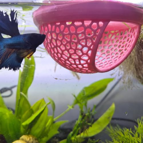 Image of Aquarium Floating Betta Fish Skins, Betta or Shrimp Feeder, Cave and Hammock, Small Fish Feeding Rings, Aquarium Hiding Feeding Decorative Accessories (Light Pink)