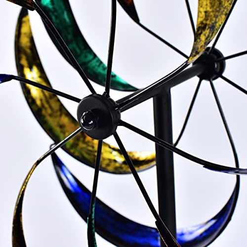 Hourflik 3D Kinetic Wind Spinners With Stable Stake Metal Garden Spinner And Reflective Painting Unique Lawn Ornament Outdoor Yard Garden Decorations #TOP1