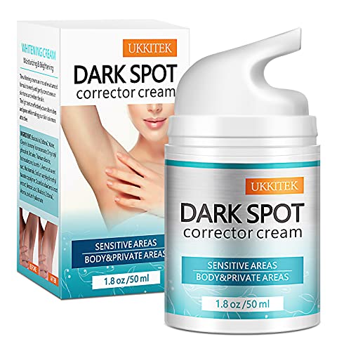 Dark Spot Corrector Cream, UKKITEK Natural Underarm Lightening Cream with Niacinamide, Body Moisturizer Bright Cream for Armpit, Dark Elbow, Dark Knee, Intimate Parts and Sensitive Areas, 1.8 oz
