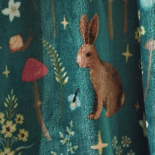 Catherine Lansfield Kuschelige Fleecedecke mit Tiermotiven, 130 x 170 cm, Waldgrün – Ansicht 2