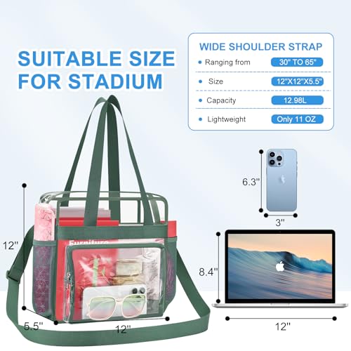 Image of Busiuw Clear Bag for Stadium Events, Stadium Approved 12x12x6 Clear Tote Bag for Sport Fan, Work Concert Travel