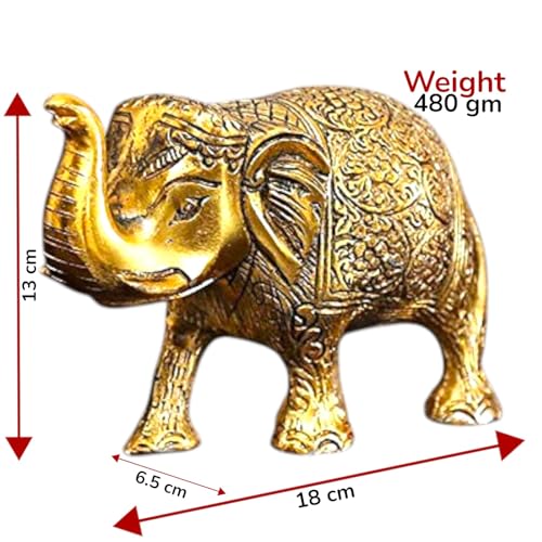 Image of KridayKraft Metal Gold Color Elephant for Decor Gift Items Home Office - 1 Pc