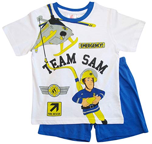 Preisvergleich Produktbild Feuerwehrmann Sam Schlafanzug Shorty Jungen (Blau-Weiß, 104-110)