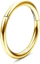 G23 Titanium Hypoallergenic Nose Ring Gold Silver Black Septum Helix Cartilage Shell Segment Rings Lip Rings 14G 16G Thickness 6MM/8MM/10MM/12MM Nose Hoop 1 Piece