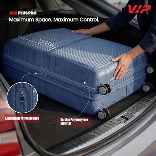 Image of VIP AER Plus Pro Check-in Trolley Bag 77cm | Large | Hard Luggage | Smooth 8-Wheel Suitcase | Premium Polypropylene | Flushed TSA Lock Business Travel Luggage | 3 Years International Warranty (Blue)