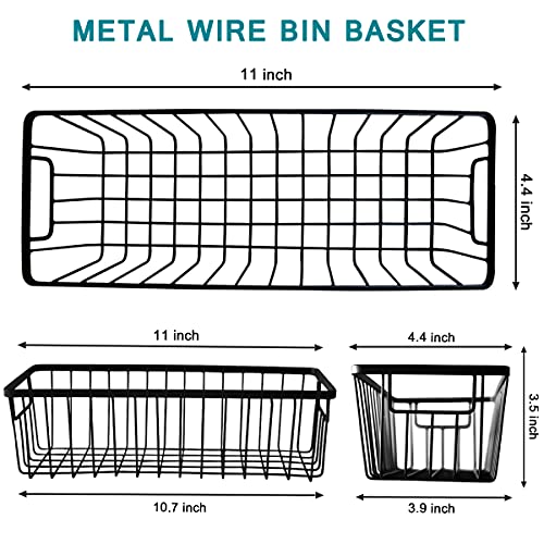 Farmhouse Metal Wire Bin Basket With Wall Mount - Small, 4 Pack - Portable Hanging Wall Basket, Rustic Home Storage Organizer For Cabinets, Pantry, Closets, Bathroom, Kitchen,Bedroom(Black) #TOP1