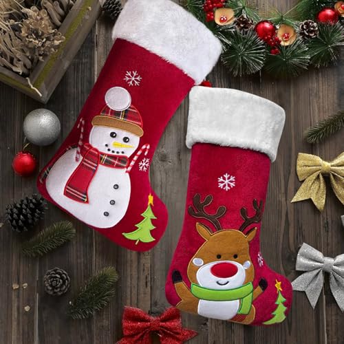 Reindeer Christmas Stockings Animal, 20" Velvet Cute 3D Deer Penguin Polar Bear Moose Xmas Stocking for Kids Girls Boys Women - image 5