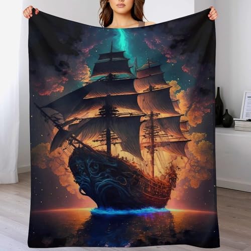 Manta de forro polar para sofá grande lavable con estampado pirata 2