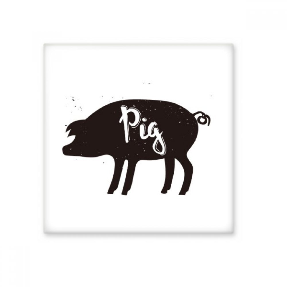 Carreaux de céramique décor de cuisine motif cochon noir et blanc