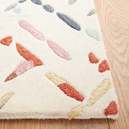Image of Leaf & Flora Pattern Woolen Carpet for Living Room Bedroom and Hall Size 6 x 9 Feet Color Multi