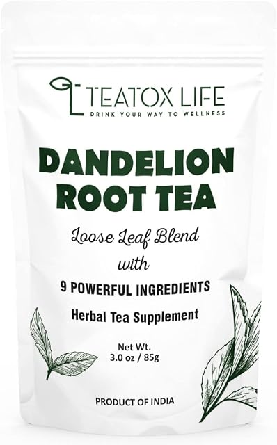 TEATOX LIFE DRINK YOUR WAY TO WELLNESS Organic Dandelion Root Tea for Liver Cleanse with Milk Thistle, Burdock Root, Licorice Root, Ginger Root| Liver Detox Support Tea Blend - 85 gms (Loose Blend)