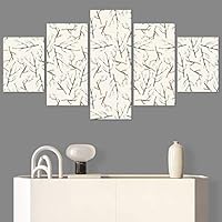 SIGNWIN 5 Panel Canvas Wall Art Modern Art Decorative Elements Fun Illustrations Leaves Multicolor Patterns for Home Decorations Ready to Hang - 60