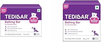 Tedibar Moisturising Baby Bar 75g(Pack of 3) & Tedibar Moisturising Baby Bar 100g (Pack of 2)