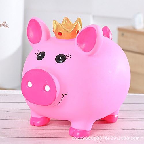Whyyudan Gifts Large Pink Pig Piggy Bank Money Box with Crown for Girls Adults and Children Size 18 * 15 * 15cm