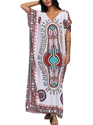 Image of Kaftan Dresses for Women Plus Size Summer Beach Dress with Print and Swim Cover Ups