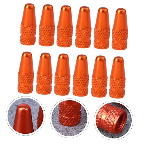 Tapas para válvulas de bicicleta KOMBIUDA, 12 piezas, de aluminio, color naranja, para válvulas francesas, fáciles de instalar, para bicicletas de montaña y carretera miniatura 5