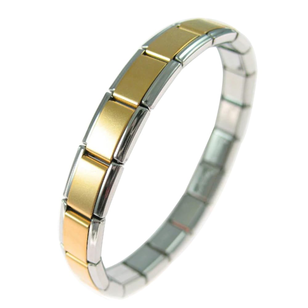 Shiny 9mm Italian Charm Starter Bracelets 18 Links DIY Customization Elastic Interlocking Stainless Steel Modular Charm Bracelet Link