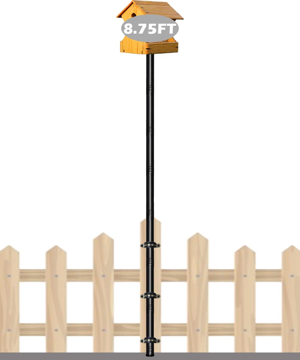 Garbuildman 105 Inch Bird Feeder Pole Kit, Heavy Duty Bird House Pole Set for Deck Fence or Patio Railing, Adjustable Universal Mounting Post Kit for