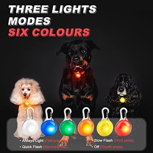 Dog Collar Light, LED Clip On Flashing Light for the dark, WONLIVE 6 Pack Decorative Lights with 6 Extra Replacement Batteries - Waterproof Safety Flashlight Gifts for Pets